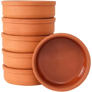 spar-home® Kleine Auflaufformen Runde Güvec Set Töpfe Mini Schmortopf Milchreis Tontöpfe Tontopf-Set Tapas Schalen aus Ton (6er-Set)