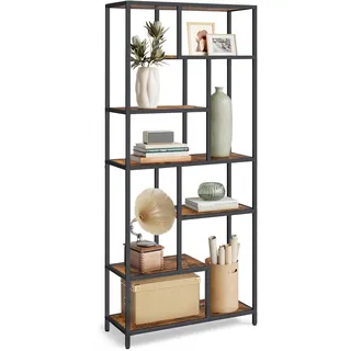 VASAGLE Bücherregal 30 x 80 x 180 cm tintenschwarz-vintagebraun