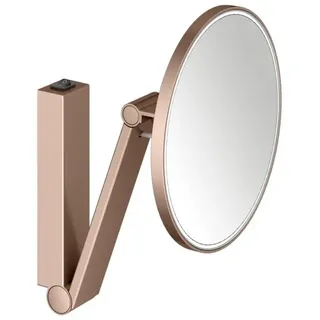 KEUCO iLook_move Kosmetikspiegel, beleuchtet, rund, mit Wippschalter, 1 Lichtfarbe, 17612299004, Farbe: rotgold gebürstet