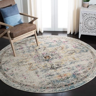 SAFAVIEH Distressed Teppich für Wohnzimmer, Esszimmer, Schlafzimmer - Madison Collection, Kurzer Flor, Grau und Gold, 200 x 200 cm