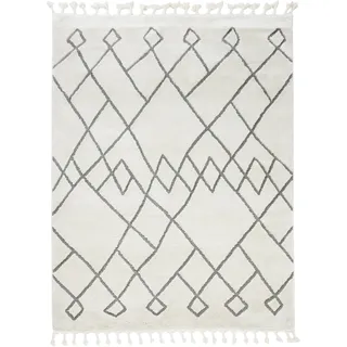 done.® »SEA« rechteckig 10 mm Höhe modernes Scandi Design, kariert, Hoch-Tief Effekt, mit Fransen done.® offwhite/schwarz B : cm