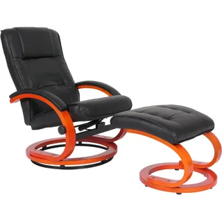 MCW Relaxsessel Kunstleder 66 x 93 x 89 cm Schwarz mit Hocker