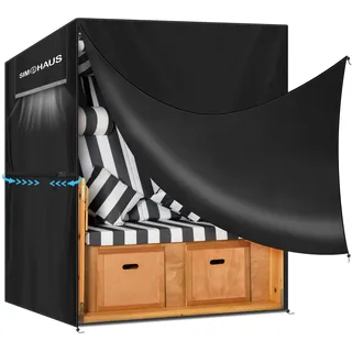 SIMPHAUS Schutzhülle für Strandkorb Abdeckung Wasserdicht XXL Strandkorbhülle Winterfest und UV Schutz für Strandkorb Überzug Strandkorb 3 Sitzer Strandkorbplane,420D Oxford Gewebe 155x95x165/140cm