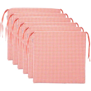 Brandsseller Sitzkissen Stuhlkissen kariert Kissen Sitzpolster - 40 x 40 cm (6er-Set, orange)