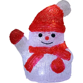 DEUBA® Weihnachtsdeko LED Acryl Figur Schneemann 18,5cm Weihnachten Innen Batterie Beleuchtet Deko Weihnachtsfiguren Weihnachtsbeleuchtung Kaltweiß - Rot