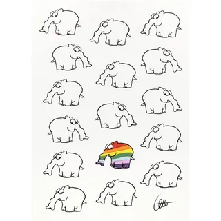 KRACHT Geschirrtuch Halbleinen Druck Ottifant Rainbow 50x70 cm