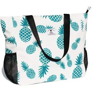 ESVAN Große Strandtasche, wasserabweisend, leicht, 50,8 cm, für Damen, übergroße Tragetasche für Fitnessstudio, Strand, Reisen, Pool, Yoga, Krankenschwester, Ananas, X-Large