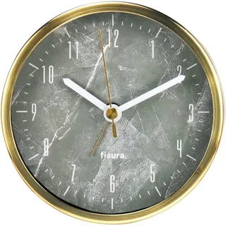 FISURA - Analogwecker ohne Ticken. Wecker ohne Ticken. Batteriebetriebener Wecker. Metallwecker mit einem Durchmesser von 11 cm und Einer Breite von 3,8 cm. (Marmor, Gold)