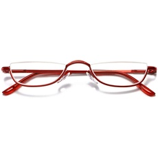VEVESMUNDO Lesebrille Metall Halbrandbrille Klassische Schmal Federscharnier Arbeitsplatzbrille Lesehilfe Sehhilfe mit sehstärke für Damen und Herren (1 Stück Rot, 1.5)