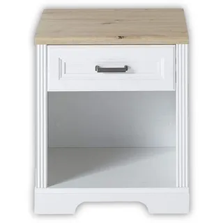 Stella Trading JASMIN Rollcontainer Schreibtisch in Pinie hell, Artisan Eiche Optik - Mobiler Büroschrank mit Fach und Schublade - Landhausstil Büromöbel Komplettset - 54 x 62 x 39 cm (B/H/T)