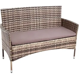 Gartenbank Rattan Gartenmöbel 2-Sitzer Rattanmöbel Sitzbank Sitzkissen Braun - Braun