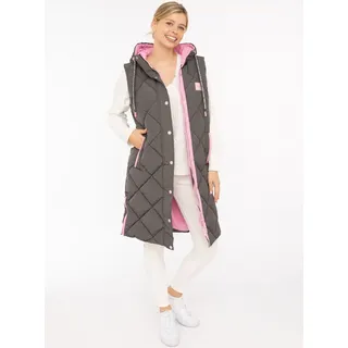 Zwillingsherz Steppweste »"Love Print"« modisch, Doppelzipper, Druckknöpfe, knielang, Kapuze, grau
