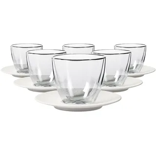 Latte-Macchiato-Glas VILLEROY & BOCH "Café au Lait-Set Manufacture Rock 250 ml 6er Set weiß", weiß, 12 tlg., Trinkgefäße, Latte-Macchiato-Glas