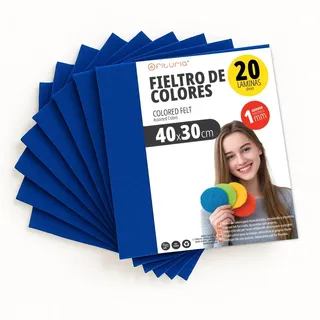 OFITURIA Bastelfilz für DIY-Projekte, Bunte Filzstoffe für Patchwork, Nähen, Schule, Kunst und Dekoration 40x30cm (Dunkelblau, 20 Stk)