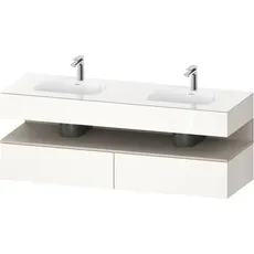 Duravit Qatego Einbauwaschtisch mit Konsolenwaschtischunterbau, 1600x550x600mm, Nische Taupe Supermatt, Doppelwaschtisch, QA4797083, Farbe: Weiß Hochglanz/mit Nischenbeleuchtung