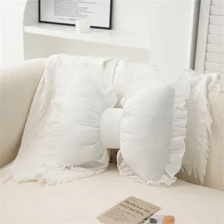 Ueiwffzo Zierkissen - Ästhetisches Deko Kissen Schleife, Kuschelkissen Schleife für Kinder & Erwachsene, Ideale Sofakissen Dekokissen für Zimmer und Bett Deko, Kissen Aesthetic (Weiß)