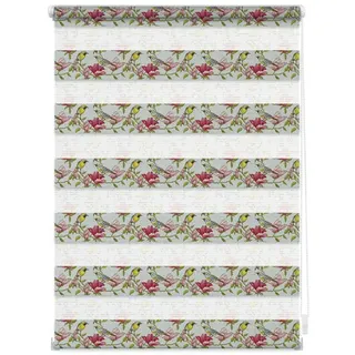 Lichtblick Duo Rollo / Doppelrollo Klemmfix 60 x 150 cm birds/grün pink