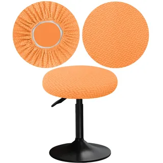 YINGAYOU Hockerbezug Rund 30-40 cm Hocker Bezug Rund mit Jacquard Muster Luxuriöser Stoff Waschbar Dehnbar Wunderschöne Farbe für Runde und Eckige Hocker (1, Orange)