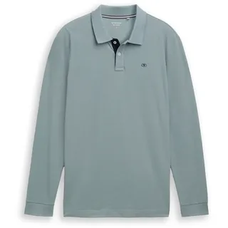 Tom Tailor Basic Contrast Langarm-polo Grey Mint S