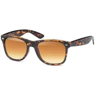Stylebreaker "Nerd Sonnenbrille mit Rechteckigen Gläsern, klassisches Retro Design 09020039 - braun demi, glas braun verlauf),