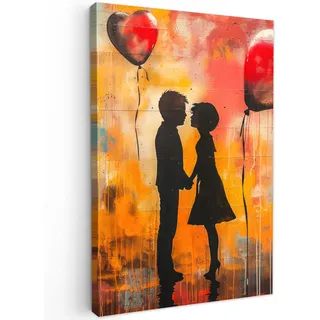 MuchoWow Leinwandbild Straßenkunst - Liebe - Graffiti - Kunst - Banksy 20x30 cm , Textil , Rechteckig , 20x30 cm , FSC 100% , gerahmt , Bilder & Rahmen, Bilder, Leinwandbilder