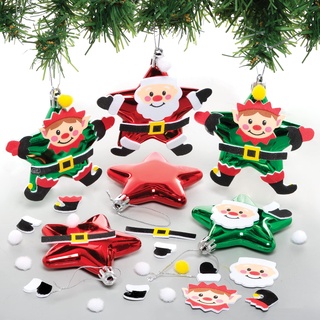 Baker Ross FE976 Weihnachtsstern Dekoration Bastelset - Packung mit 6, Bastelt Eure Eigenen Weihnachtsdekorationen, Kugel Dekorationen für Kinder zum Basteln und Aufhängen