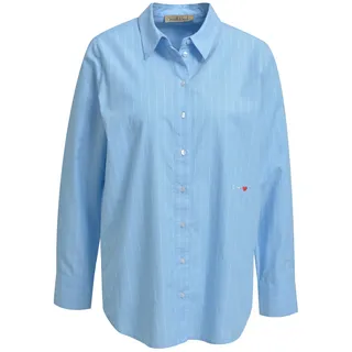 Hemdbluse SMITH & SOUL, Damen, Gr. XXL, sky print, Web, Obermaterial: 100% Baumwolle, gestreift, hüftbedeckend, 2-Knopf-Manschette mit Schlitz, Blusen Hemdbluse, mit kreativem Rückendetail, aus Baumwolle