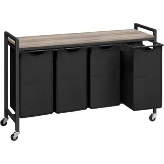 Wäschetrolley mit Planken, 4 x 39,8 l, Oxford-Stoff, rollbar