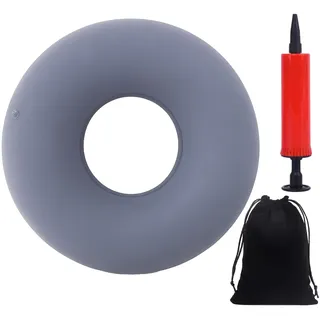 BbiuRer Hämorrhoiden Sitzkissen, Sitzring Nach Op, Steißbeinkissen, Aufblasbarer Sitzring, mit Pumpe und Aufnahmebeutel Donut Kissen Sitzkringel für Entlastung Steißbein Steißbeinschmerzen(Grau)