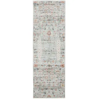 benuta Vintage-Läufer George waschbar 80x240 cm , Türkis , Kunststoff , Vintage , Rechteckig , 80x240 cm , Oeko-Tex® Standard 100 , in verschiedenen Größen erhältlich, rutschfeste Unterfläche, waschbar , Teppiche und Böden, Teppiche, Teppichläufer, Läufer