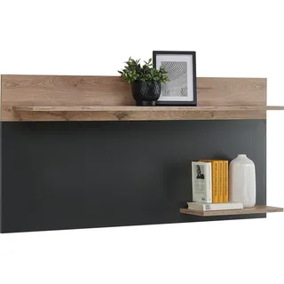 Hom`in Wandboard , Grau, Eichefarben , Holzwerkstoff , 140x68x22 cm , FSC Mix , Wohnzimmer, Wohnwände, Wohnwand-Serien