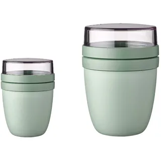 Mepal - Lunchpot Ellipse Duo Pack - Praktischer Müslibecher, Joghurtbecher, To Go Becher - Geeignet für Tiefkühler, Mikrowelle & Spülmachine - 300 & 500 ml - Nordic Sage