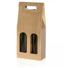10 Stück Tragekarton Fineline Gold für Zwei Flaschen Wein/Sekt, Geschenkkarton