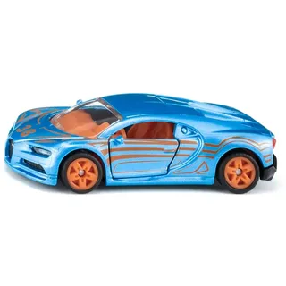 Siku 1508, Bugatti Chiron Sportwagen, Spielzeugauto für Kinder, Metall/Kunststoff, Blau/Orange, Öffnende Türen