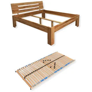Sparset Solo – Natürliches Massivholzbett aus Kernbuche mit passendem Lattenrost - 90 x 200 cm