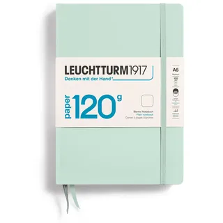 Leuchtturm1917 370343 Notizbuch Medium (A5) 120 g/m2 Paper Edition, Hardcover, 203 nummerierte Seiten, Mint Green, blanko