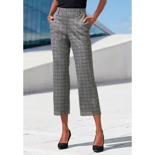 Culotte LASCANA, Damen, Gr. 36/38, N-Gr, blau (grau kariert), Obermaterial: 59% Polyester, 35% Viskose, 6% Elasthan, Jacquardmuster, kariert, Basic, 7/8-Länge, Hosen Culotte, mit Jacquard Strickmuster oder uni schwarz, Topseller