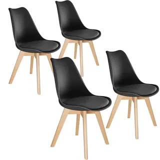 tectake Esszimmerstuhl 4er Set Frederikke, 49 x 56 x 82,5 cm, schwarz , Schwarz , Textil , 49x82x53 cm , Esszimmer, Stühle