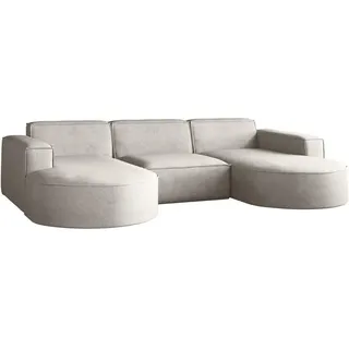 Kaiser Möbel Ecksofa Modena U-Form Elegant und Moderne Stoff Salvador Hellgrau , Textil , 299x165 cm , Wohnzimmer, Sofas & Couches, Wohnlandschaften, Ecksofas