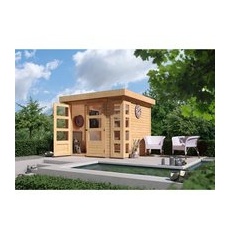 Karibu Holz-Gartenhaus Sölve Natur Flachdach Unbehandelt 238 cm x 213 cm