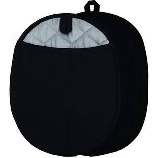 Silikon-Topflappen mit Taschen, rutschfest, gerippt, Topflappen für Küchen, hitze- und wasserabweisend, Ofenhandschuhe zum Kochen, Backen, 24,9 x 19,1 cm (schwarz)