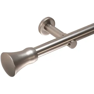 deco-raum Gardinenstange auf Maß Edelstahl-optik Style Endstück Kegel 25mm – 350cm - Silber