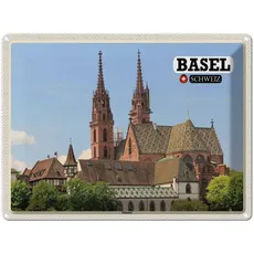 Blechschild 30x40 cm - Basel Schweiz Münster Kirche