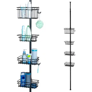bremermann Teleskop-Badregal, 4 Körbe; Duschregal bis max. 290 cm Schwarz, Metall, 30x290x30 Badezimmer, Baden , Duschen, Duschablagen
