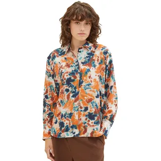 TOM TAILOR Damen 1037889 Bluse mit Muster, 32367-grey orange tie dye floral, 38