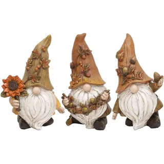 VALERY MADELYN 3er Set 14cm Herbstdeko Figuren Kunstharz Zwerge Gartendeko,Niedlichen Gartenzwerge für Garten Herbst Deko Draußen,Tischdeko für Haus Innen,Geschenk Fall Decor Thanksgiving