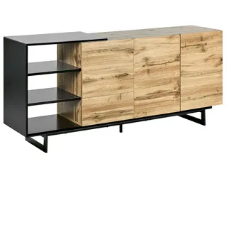 Beliani Sideboard heller Holzfarbton / schwarz Modern Fiora