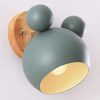 Mengjay E27 Wandleuchte f1r Kinderzimmer, Wandleuchte, Nachttischlampe, Wandleuchten aus Eisen, Wandleuchten aus Holz, verstellbare K1chenwandleuchte, dekorative Deckenleuchte, Zimmerlampe (Gr1n) - Grün