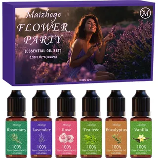 Maizhege Ätherische Öle Set, Aromatherapie für Diffusor,Aromatherapie Duftöl GeschenkSet, Duftöle für Diffuser Duftlampen Luftbefeuchter, 6 x 10 ml