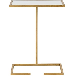 SAFAVIEH Glam Accent Table with Iron Legs, in Gold and White, 26 X 41 X 53.34